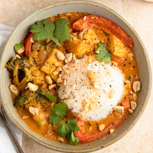 a top-down view of Thai-inspired Peanut Curry