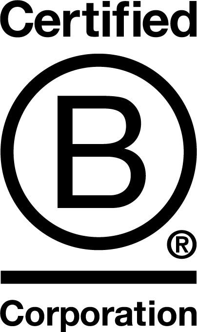 Certified B Corporation logo with a black circle and letter 'B' on a white background