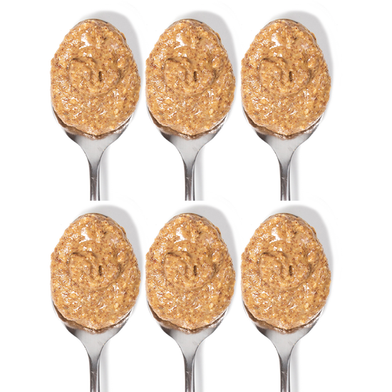 Six spoons full of almond butter