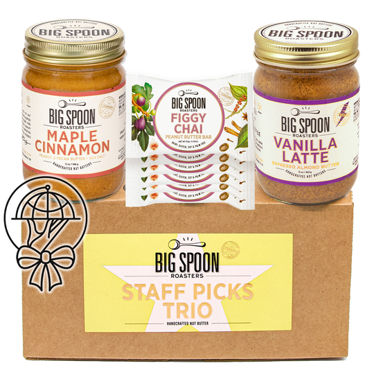 Big Spoon Roasters Staff Picks Trio with a Zero Foodprint logo laid overtop