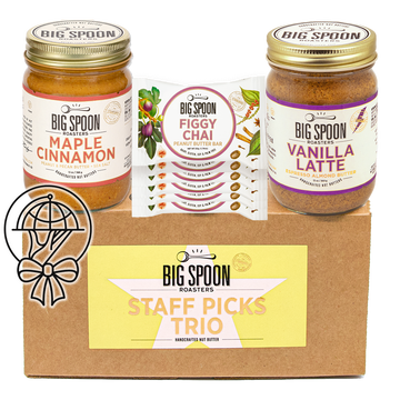 Big Spoon Roasters Staff Picks Trio with a Zero Foodprint logo laid overtop