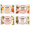 A composite photo of Apricot Pepita, Cherry Chocolate, Cranberry Cashew, and Figgy Chai peanut butter bars